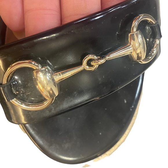 Gucci Platform Black Leather Espadrilles Summer Sandals Size 40.5 / Women’s 10.5 - Picture 8 of 12